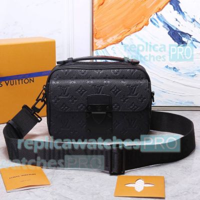 Copy L--V Black Monogram S Lock Messenger Bag M58489 